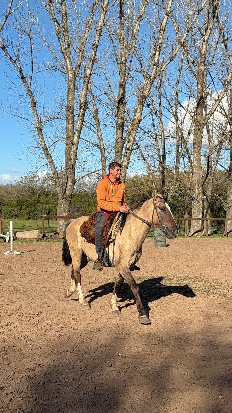 El Forastero montado en la pista del haras
